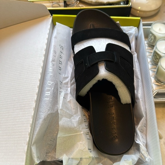 Gianni Bini Gaige black suede leather slip on sandals sz 9.5 new - Picture 2 of 5